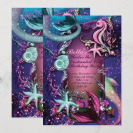 Onder het Zee Zwemmen Verjaardagsfeestuitnodiginge Kaart