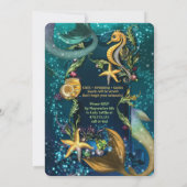Onder het Zee Zwemmen Verjaardagsfeestuitnodiginge Kaart (Achterkant)