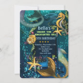 Onder het Zee Zwemmen Verjaardagsfeestuitnodiginge Kaart (Voorkant)