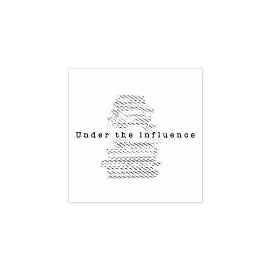 Onder invloed 	rubberstempel (Afrduk)