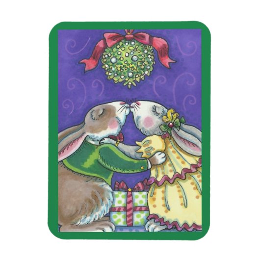 Onder Mistletoe CHRISTMAS RABBITS MAGNET Magneet (Verticaal)