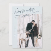 Onder Mistletoe Forever Pas getrouwd Foto Slate Bl Feestdagenkaart (Voorkant)