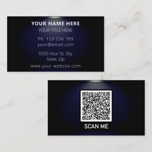 Onder Spotlight Boss-Visitekaartje met QR-code Visitekaartje (Voorkant / Achterkant)
