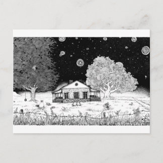 Onder Stars Pen en Ink Illustratie Briefkaart