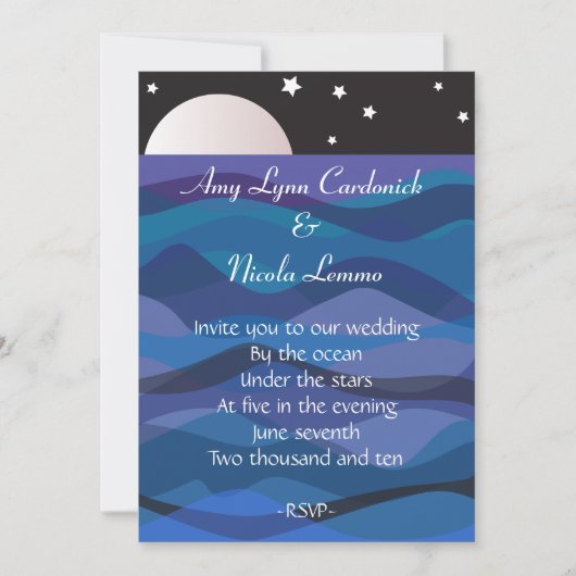 Onder Stars Wedding Invitation Beach Destination Kaart (Voorkant)