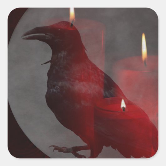 "Onder Uw Spell in Rood" Vierkante Sticker (Voorkant)