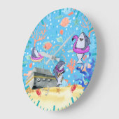Onder water Deep Zee Shark Party Time Kinder Grote Klok (Hoek)