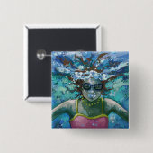 Onder water vierkante button 5,1 cm (Voorkant /achterkant)