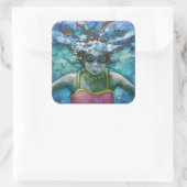 Onder water vierkante sticker (Tas)