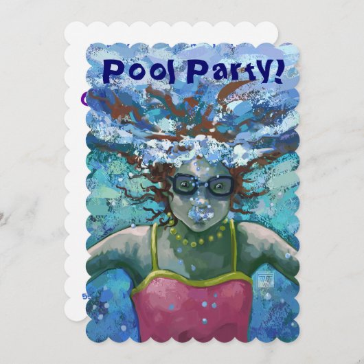 Onder water zwemmen partij uitnodigen kaart (Voorkant / Achterkant)