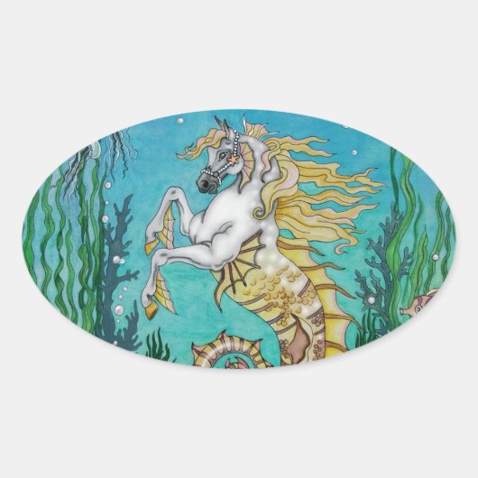 Onder WaterHorse Ovale Sticker (Voorkant)