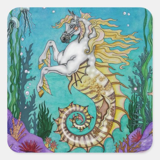 Onder WaterHorse Vierkante Sticker (Voorkant)