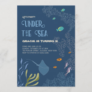 Onder Zee Aquatic Ocean Kind Birthday Card Kaart