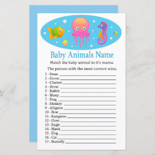 Onder zee Baby Animals Name Game