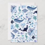 Onder Zee Blue Boy First Birthday Kaart (Achterkant)