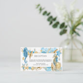 Onder Zee Blue Gold Summer Wedding Reception E Informatiekaartje (Staand voorkant)
