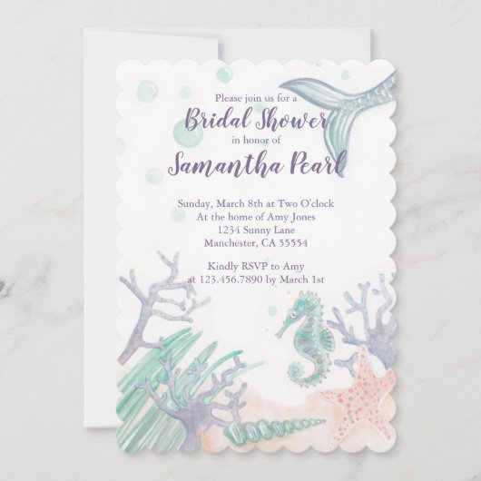 Onder Zee Bridal Shower Invitation Kaart (Voorkant)