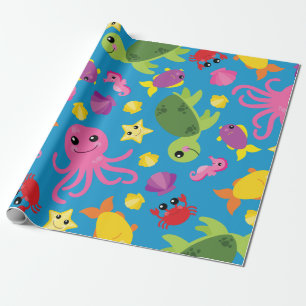 Onder Zee Cute 1st Birthday Wrapping Paper Cadeaupapier
