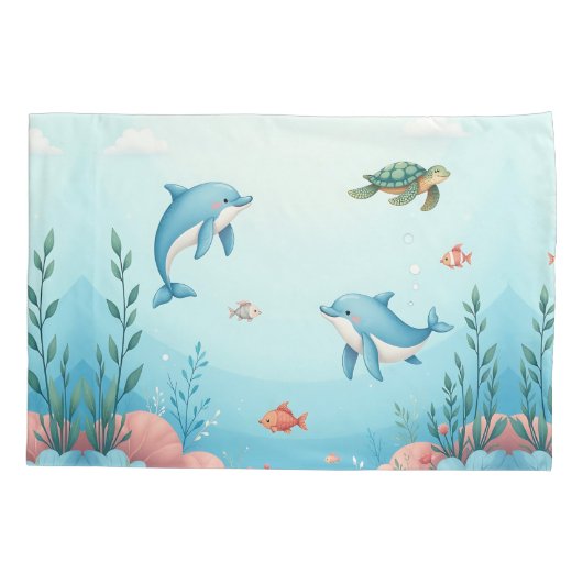 Onder Zee Cute Kussensloop (Achterkant)