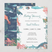 Onder Zee Cute Ocean Animals Baby shower RSVP Kaart (Voorkant / Achterkant)