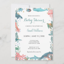 Onder Zee Cute Ocean Animals Baby shower RSVP