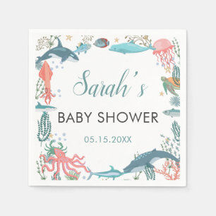 Onder Zee Cute Ocean Animals Baby shower RSVP Servet