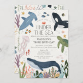 Onder Zee Geslacht Neutrale Verjaardagsuitnodiging Kaart (Voorkant / Achterkant)