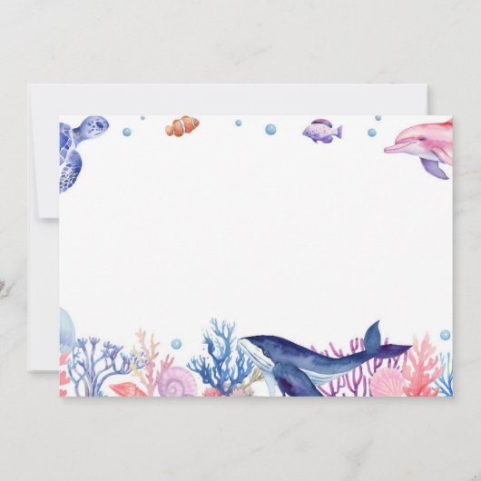 Onder Zee Kind Verjaardag Foto Bedankkaart (Achterkant)