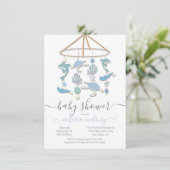 Onder Zee Mobile Baby shower Invitation Kaart (Staand voorkant)