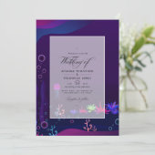 Onder Zee Nautical Wedding Photo Invitation Kaart (Staand voorkant)