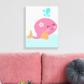 Onder Zee/Roze walviscanvas Canvas Afdruk (Insitu (Woonkamer))