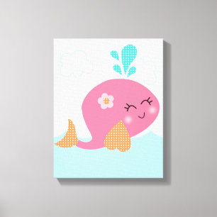Onder Zee/Roze walviscanvas Canvas Afdruk