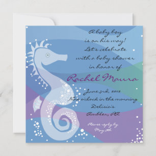Onder Zee Seahorse Baby Boy Shower Kaart