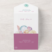 Onder Zee Shell Waterverf Strand Budget Bruiloft All In One Uitnodiging (Buitenkant)