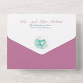 Onder Zee Shell Waterverf Strand Budget Bruiloft All In One Uitnodiging (Achterkant)