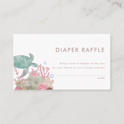 Onder Zee Waterverf Nautical Diaper Raffle Informatiekaartje (Voorkant)