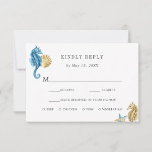 Onder Zee Wedding RSVP met keuze uit maaltijden Kaartje