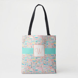 Onderaan de kust NJ Beach Theme Monogram Draagtas