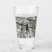 Onderaan de sneeuwbedekte pijnboom Winter Foto Glas (Achterkant)