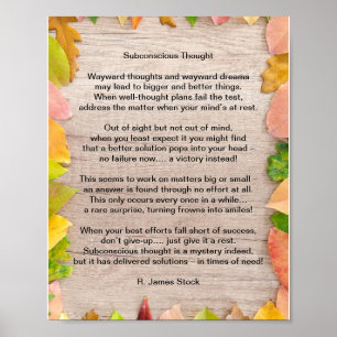 "Onderbewust denken" een gedicht over probleemoplo Poster