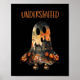 Onderbezette sarcastische Halloween-geest Poster