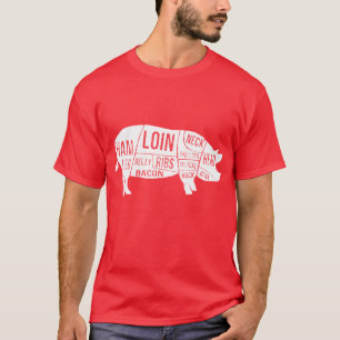 Onderdelen en delen van varkens, gedrukt t-shirt