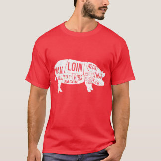 Onderdelen en delen van varkens, gedrukt t-shirt