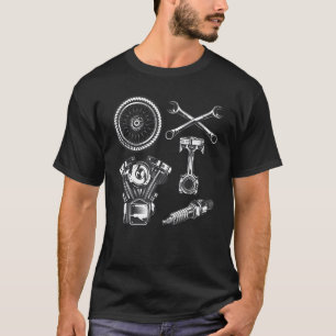 Onderdelen voor motorfietsen met  oprolmotor t-shirt