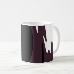 Onderdompeling: Abstract Zwart, Wit, Paarse & Groe Koffiemok