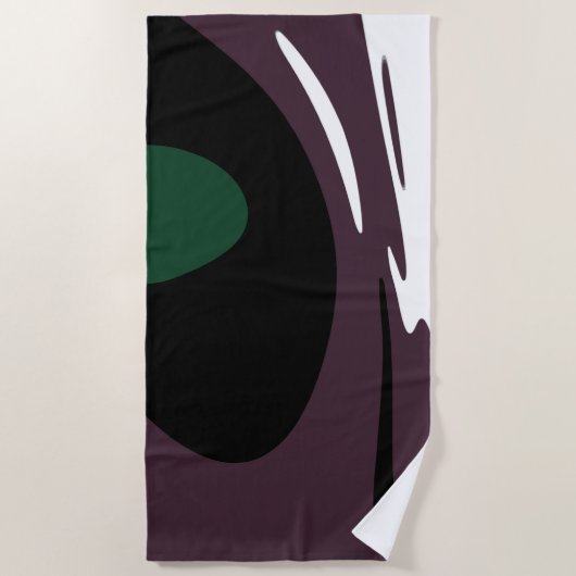 Onderdompeling: Abstract Zwart, Wit, Paarse & Groe Strandlaken (Voorkant)