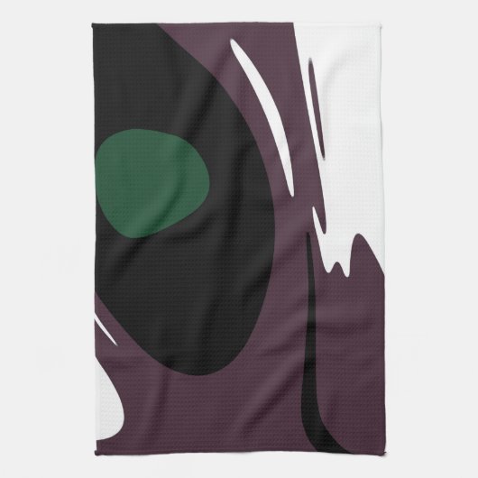 Onderdompeling: Abstract Zwart, Wit, Paarse & Groe Theedoek (Verticaal)