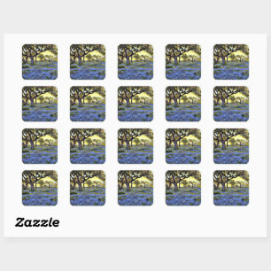 Onderdonk - Oude levende eik en blauwe bellen Vierkante Sticker