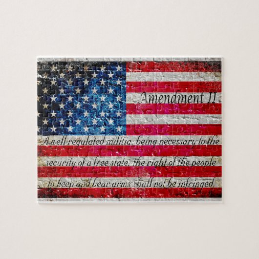 Onderdruk Amerikaanse vlag en tweede amendement Legpuzzel (Horizontaal)