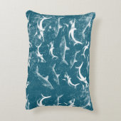 Onderdruk Blauw Shark Patroon Accent Kussen (Achterkant (Verticaal))